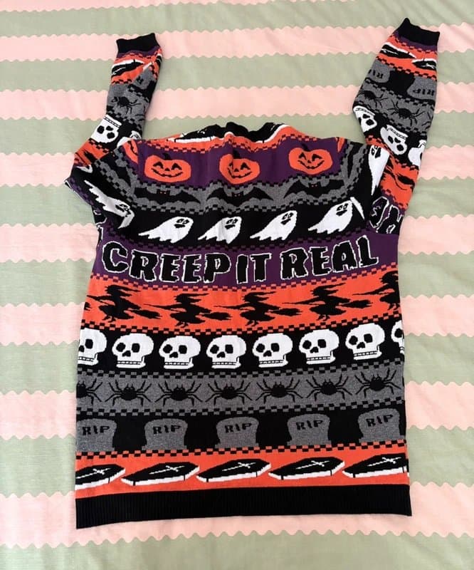 ASOS Creep It Real Halloween Knitted Sweater Size Large goth horror