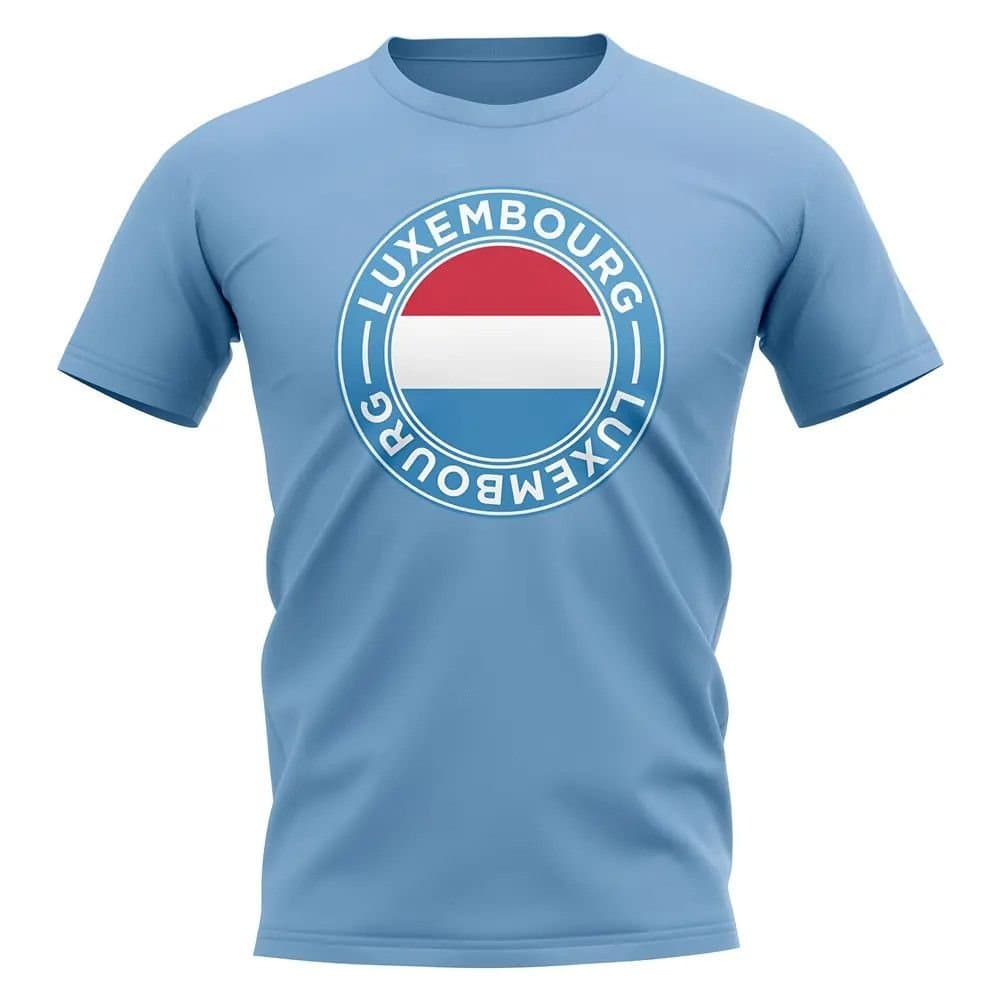 Luxembourg Luxembourg Men's Mens Football Badge T-Shirt Sky in Light Blue