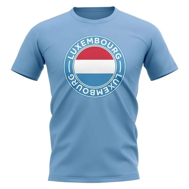Luxembourg Luxembourg Men's Mens Football Badge T-Shirt Sky in Light Blue - 2
