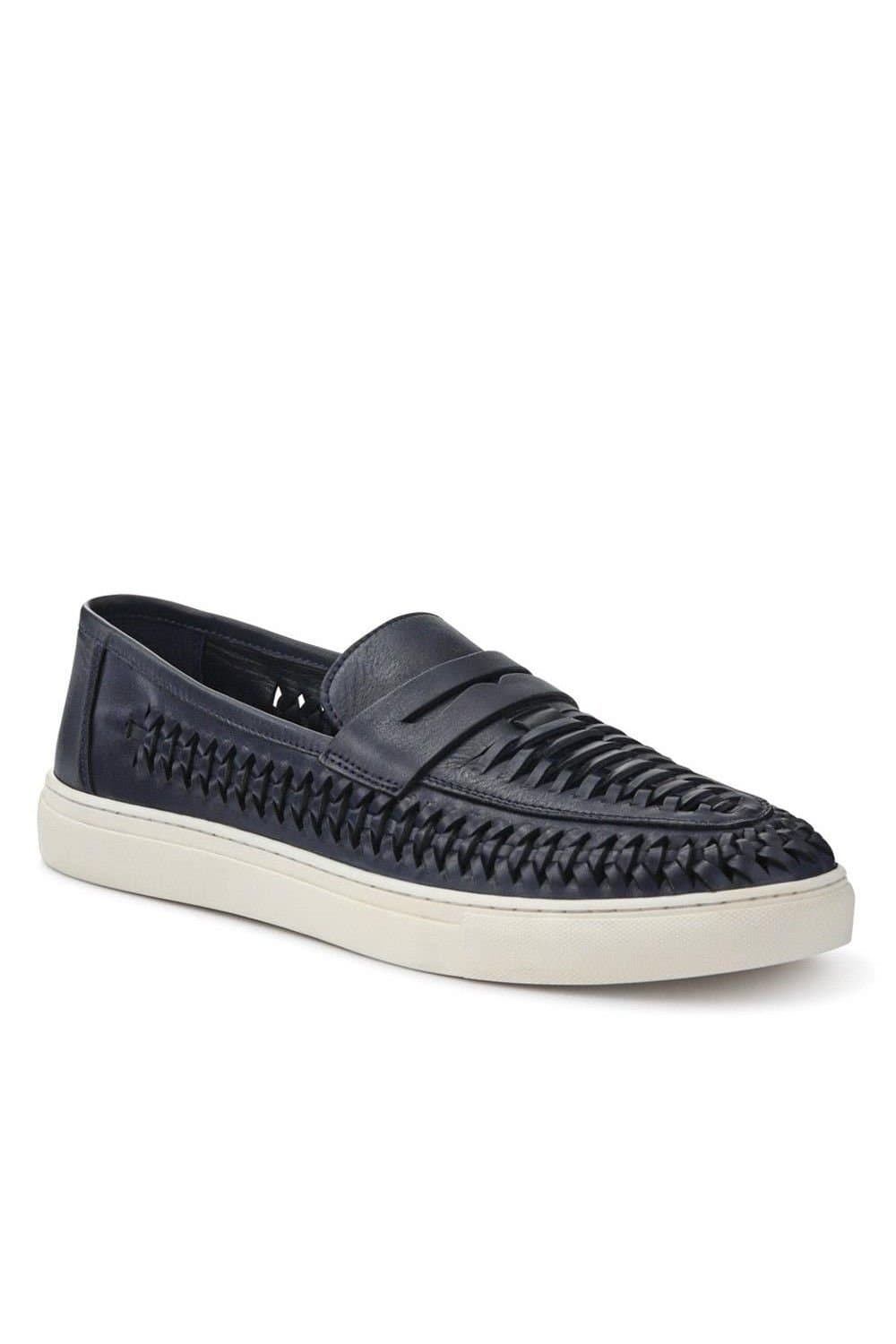 Jones Bootmaker Jones Bootmaker Navy Leather Slip-On Trainers