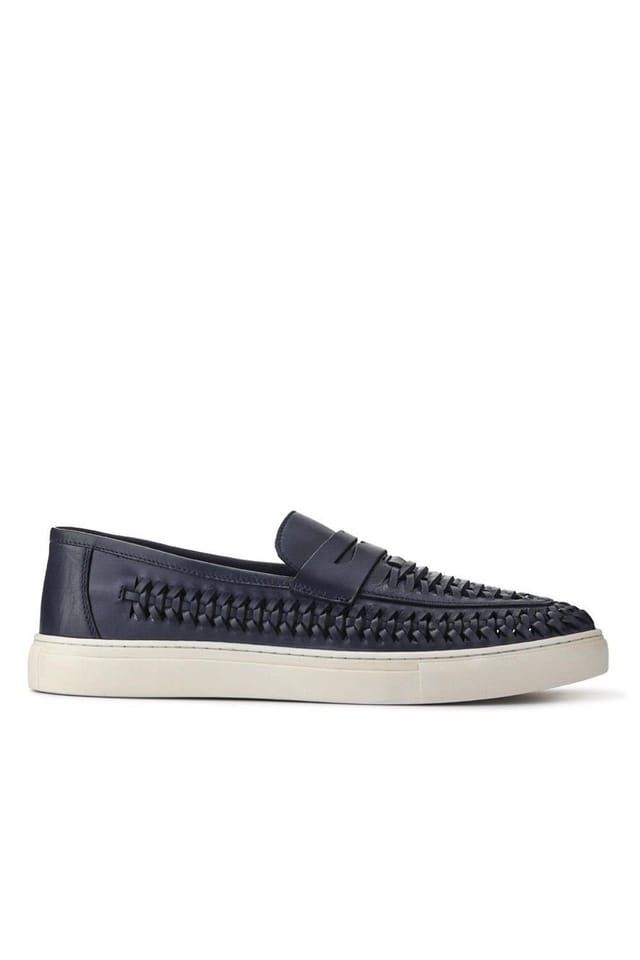 Jones Bootmaker Jones Bootmaker Men's Scottie Leather Trainers in Navy - 2