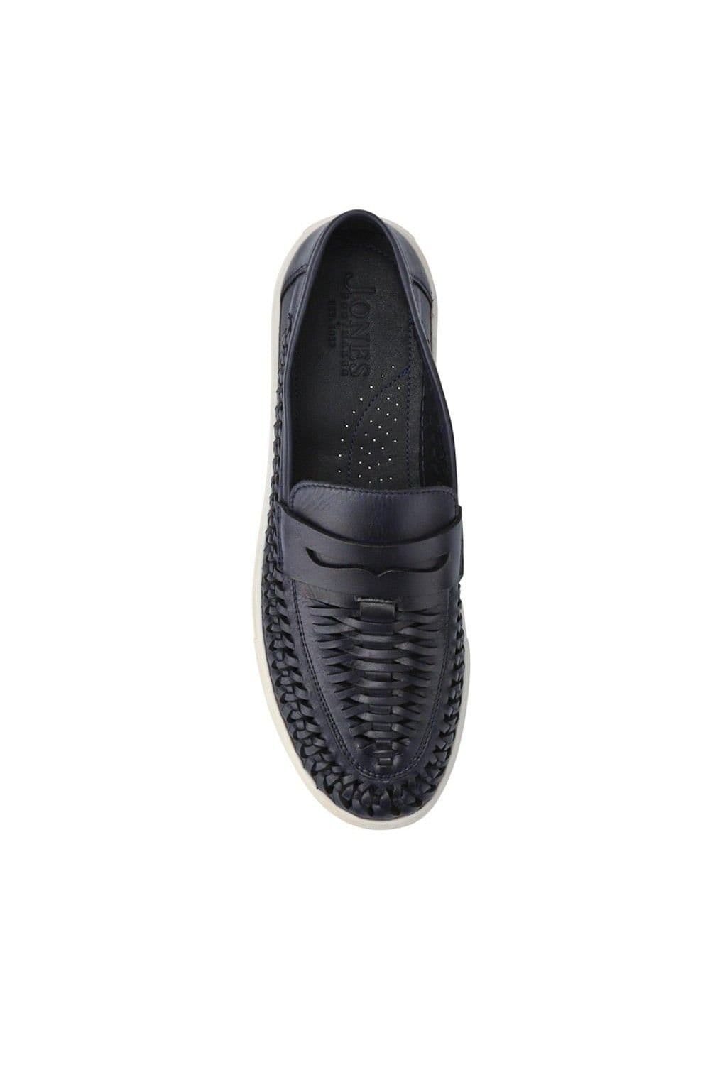 Jones Bootmaker Jones Bootmaker Men's Scottie Leather Trainers in Navy - 4