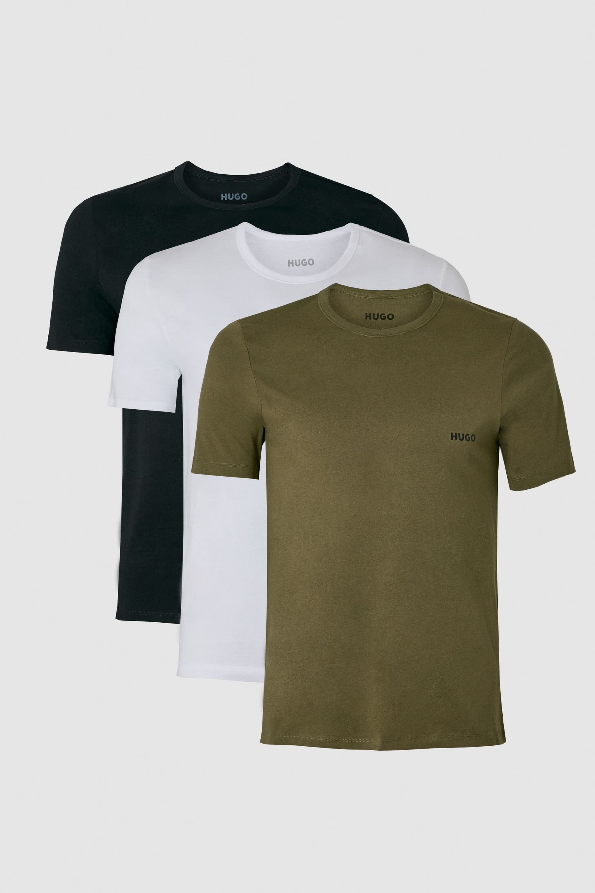 HUGO Hugo Men's Round Neck T-Shirt 3 Pack Grey White Black