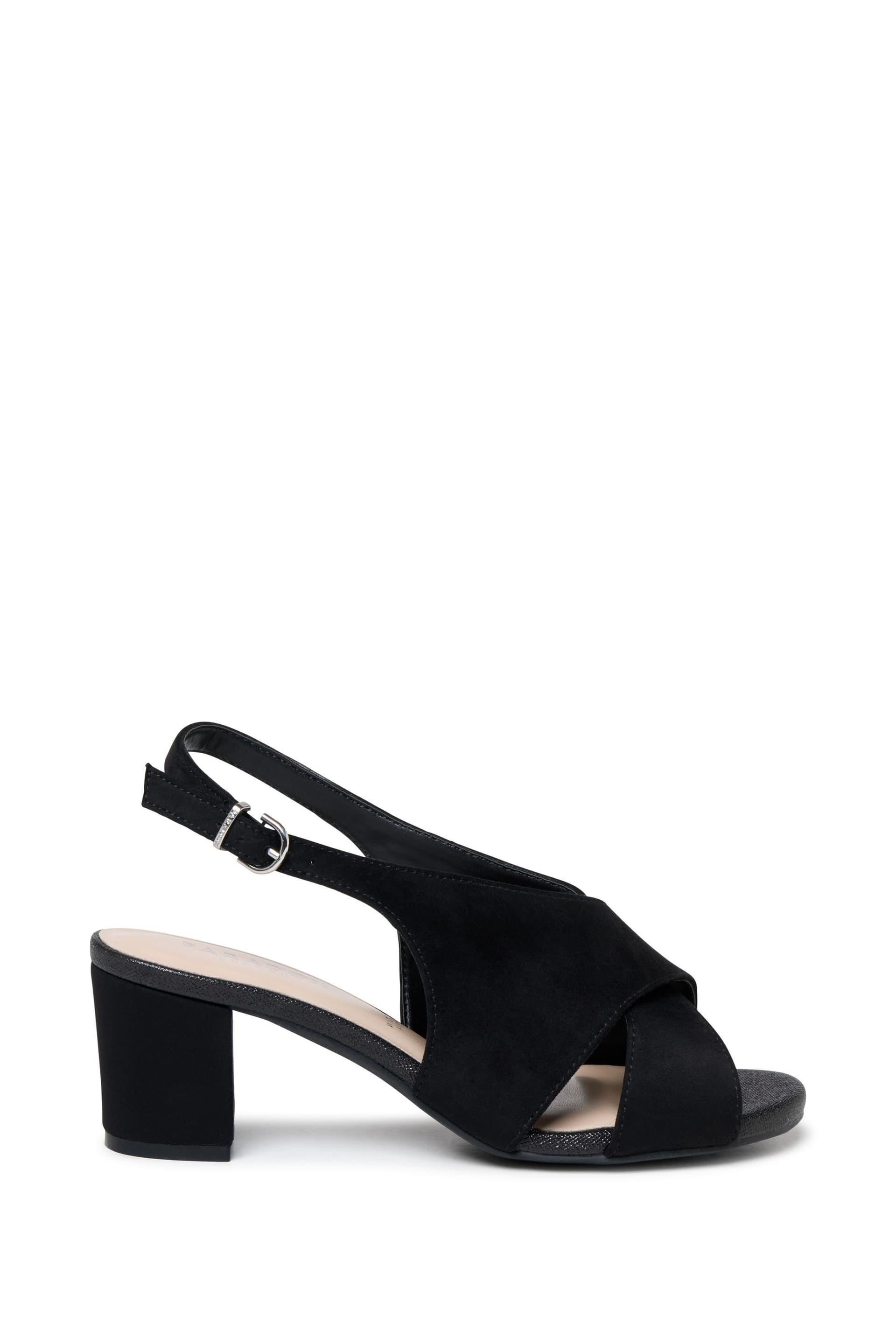 Paradox London Paradox London Women's Neroli' Wide Fit Block Heel Peep Toe Slingback Heels in Black