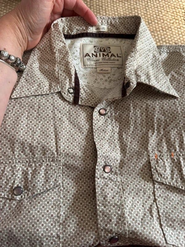 Animal Animal Classic Collection Geometric Print Snap Button Shirt | Medium | 100% Cotton