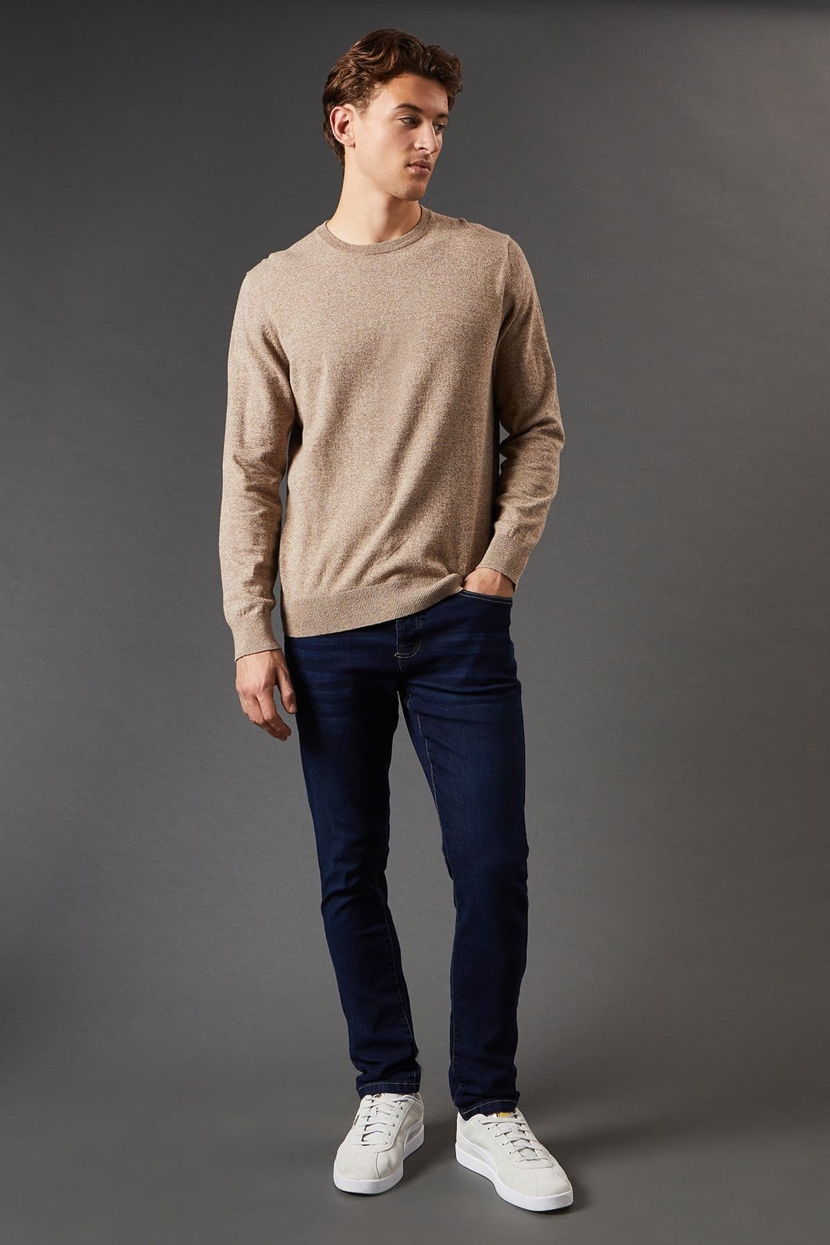 Burton Burton Men's Dark Wash Skinny Fit Jeans in Dark Blue - 4