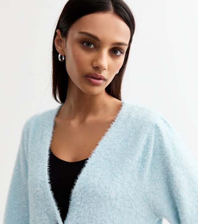 Sunshine Soul Women's Blue Sparkly Knit Cardigan Sunshine Soul New Look - 3
