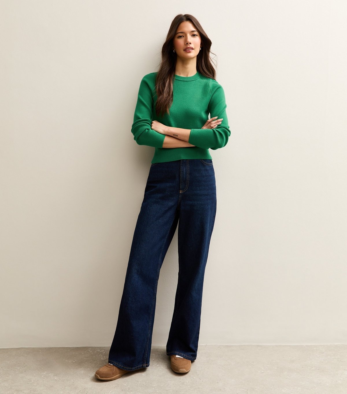 New Look Women's Green Ribbed Knit Crew Neck Jumper New Look - 3