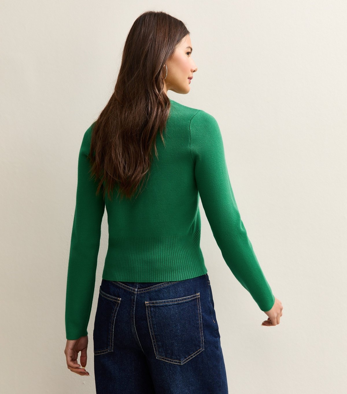New Look Women's Green Ribbed Knit Crew Neck Jumper New Look - 4