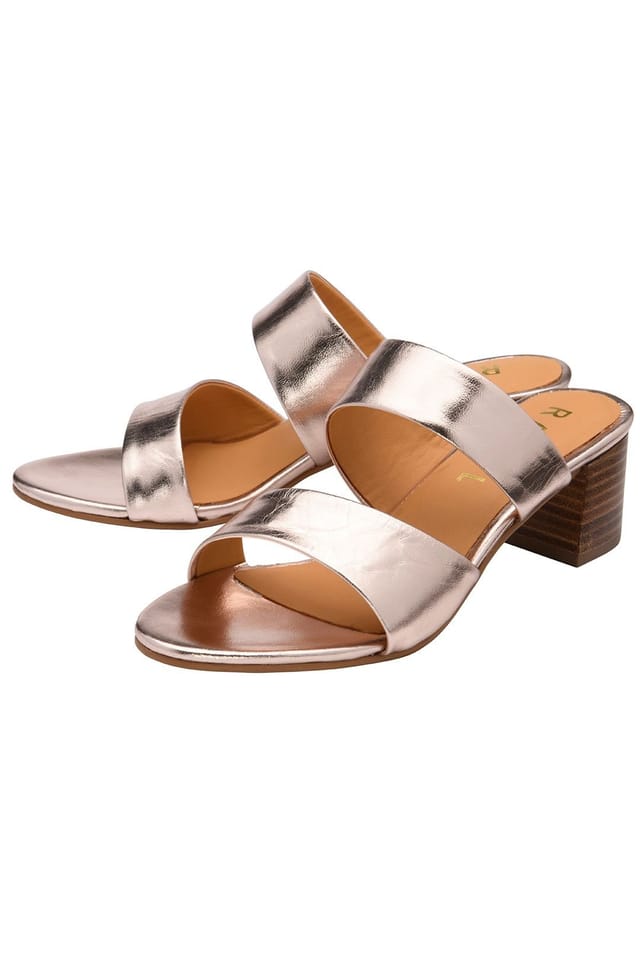 Ravel Ravel Women's Rose Gold Metallic Leather 'Lund' Mule Sandals - 2