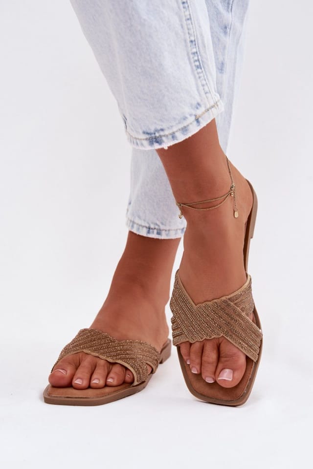 Love Lace Love Lace Women's Comfort Step Sliders with Non Slip Sole for Everyday in Gold - 3