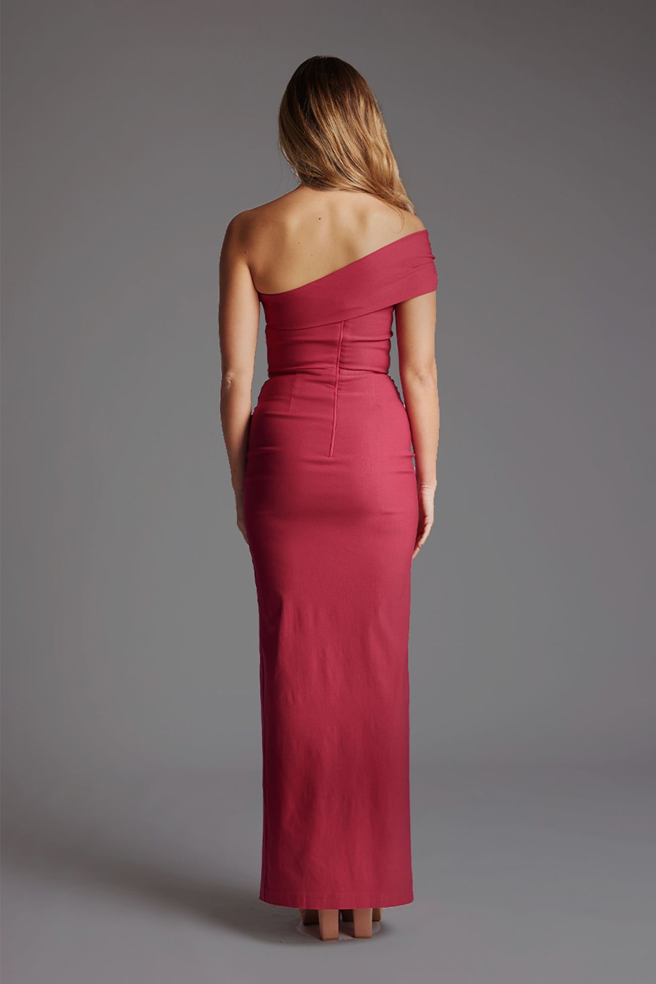 Vesper Vesper Women's Off the Shoulder Ruched Maxi Dress in Raspberry - 4