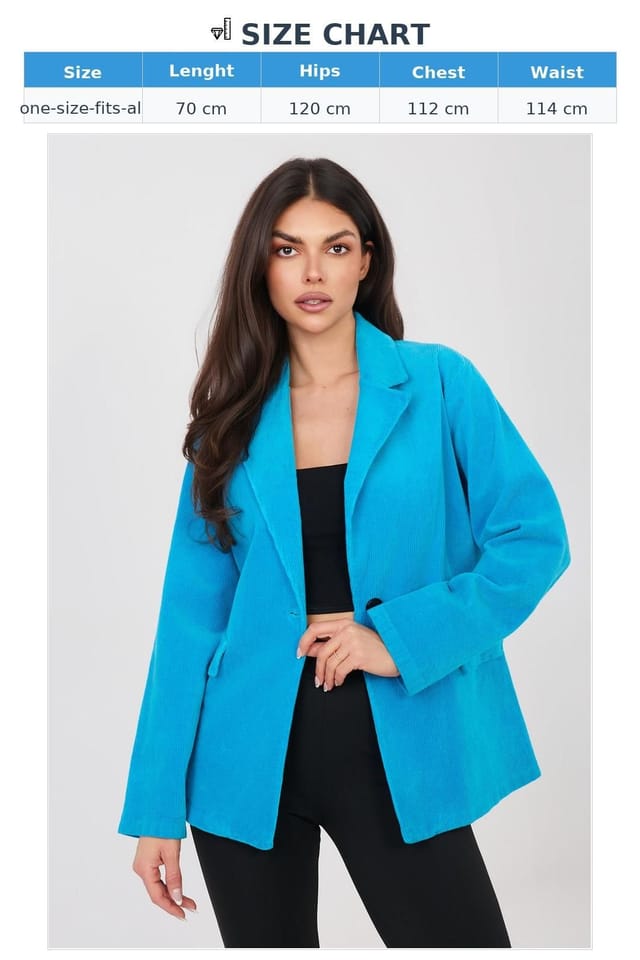 Love Lace Love Lace Women's Stylish Corduroy Blazer for Work & Daily in Bright Blue - 3