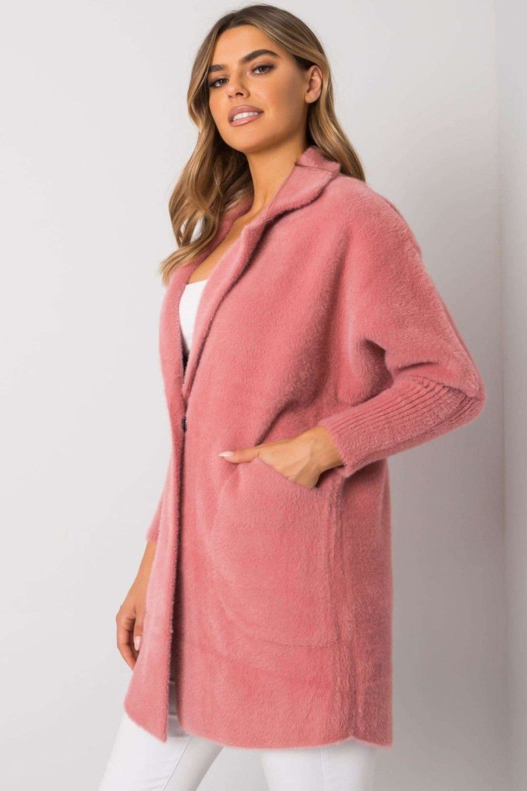 Love Lace Love Lace Women's Press Stud Fastened Coat with Slip Pockets in Pink - 4