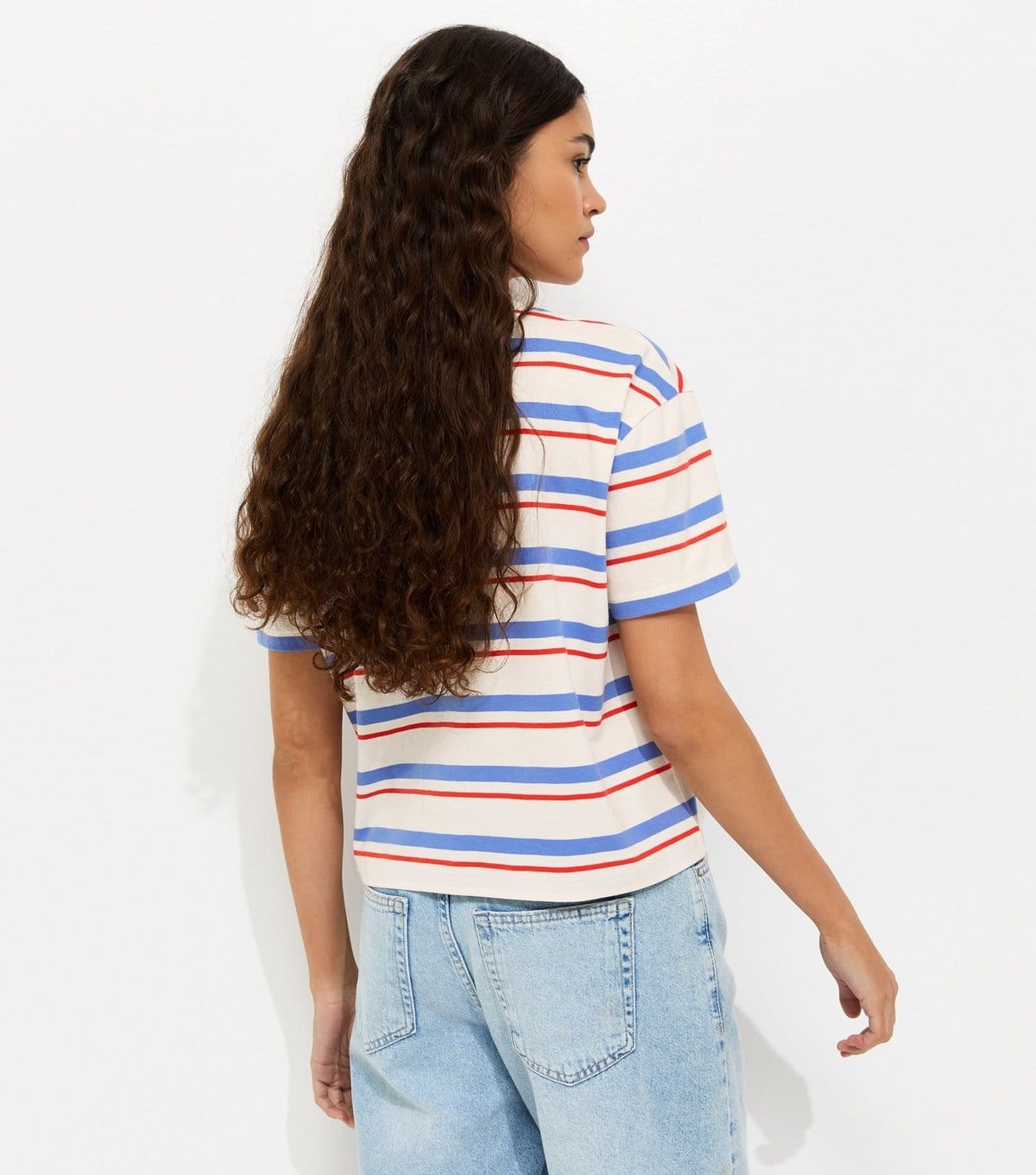New Look Women's Blue Cotton Boxy Striped T-Shirt New Look - 4