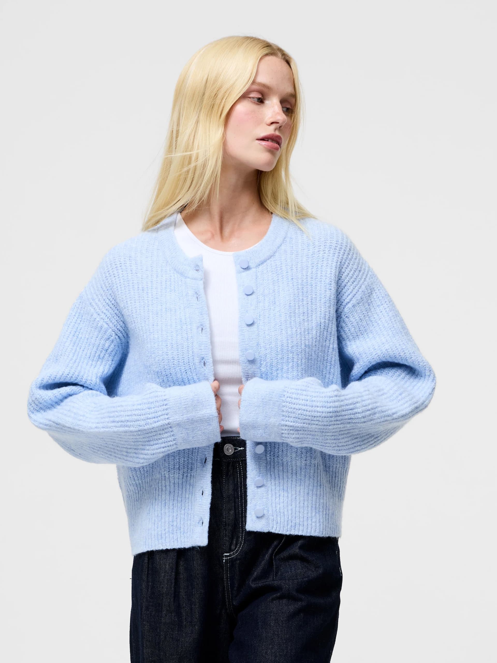 French Connection Kezia Recycled Knit Long Sleeve Cardigan  Arctic Blue