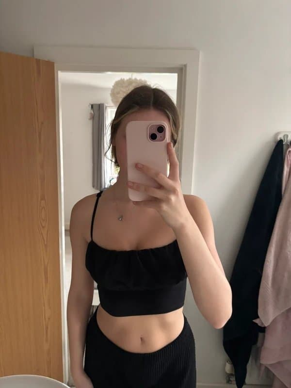 ASOS Black Lace up back detail crop top