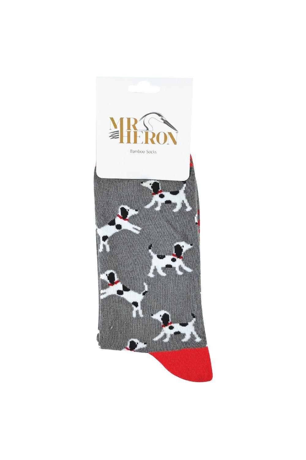 Mr Heron Mr Heron Men's Novelty Soft Breathable Bamboo Socks with Dog Pattern in Grey - 2
