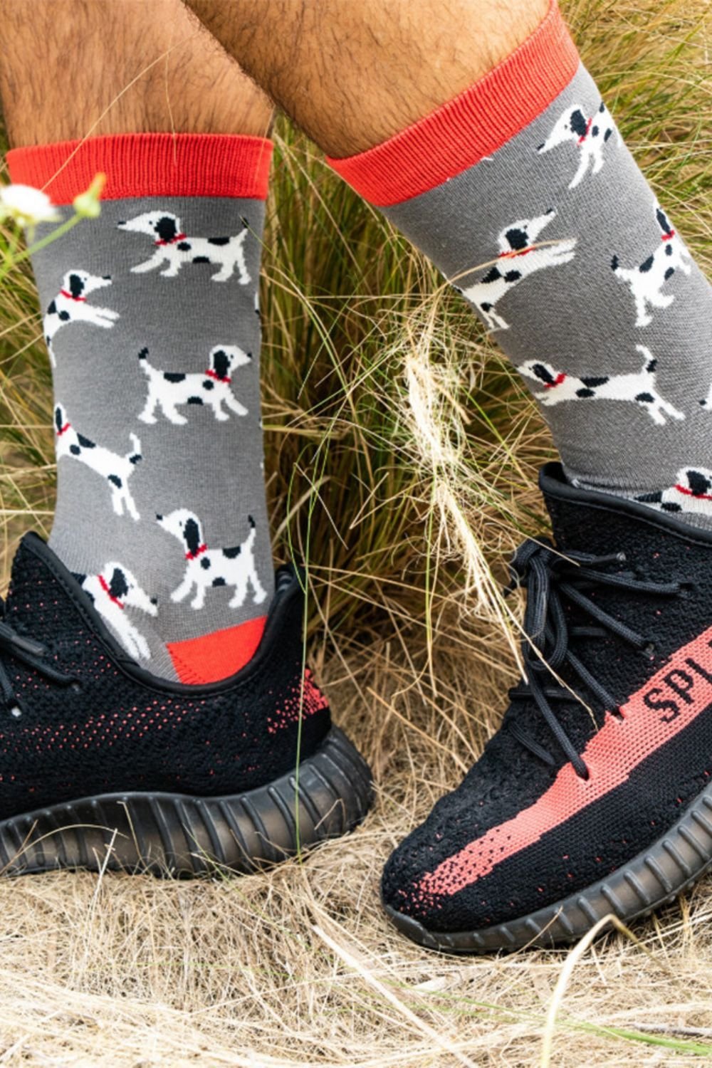 Mr Heron Mr Heron Men's Novelty Soft Breathable Bamboo Socks with Dog Pattern in Grey - 3