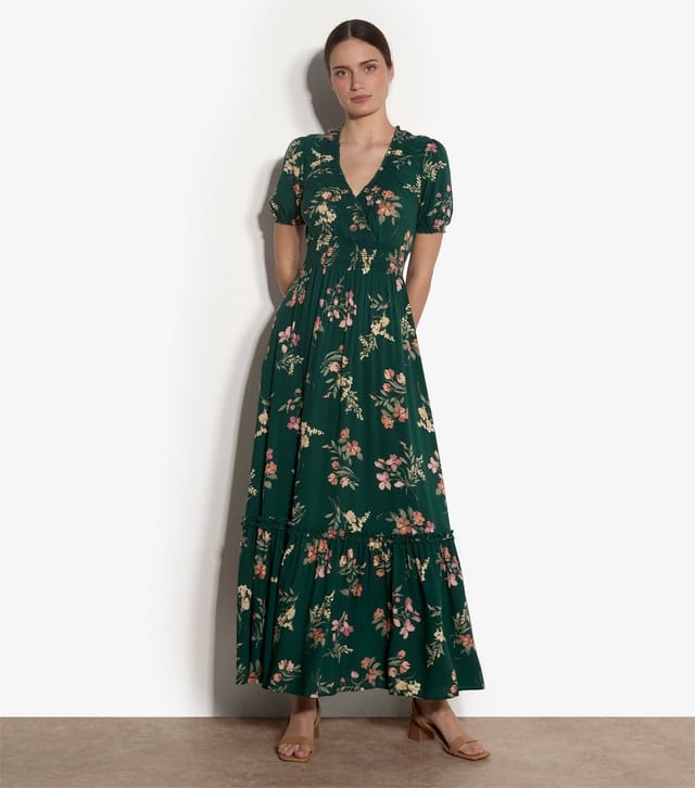 Apricot Women's Green Watercolour Floral Print Maxi Dress Apricot New Look - 2