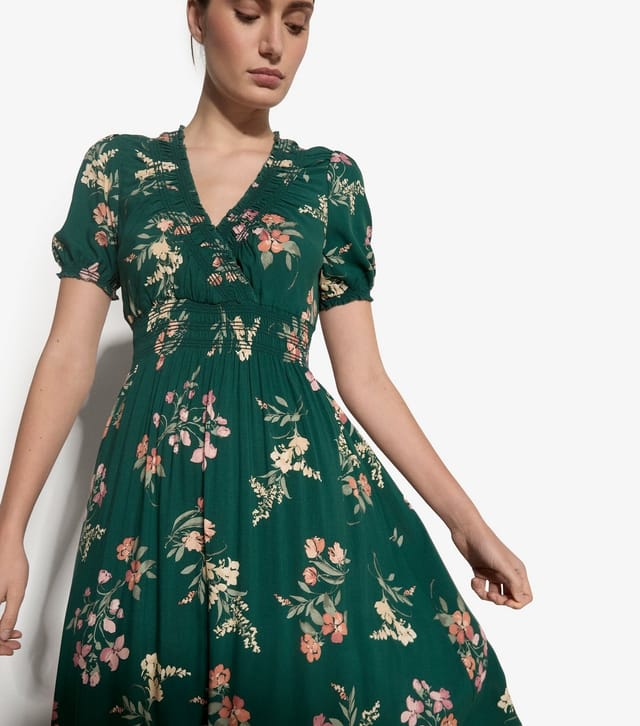 Apricot Women's Green Watercolour Floral Print Maxi Dress Apricot New Look - 3