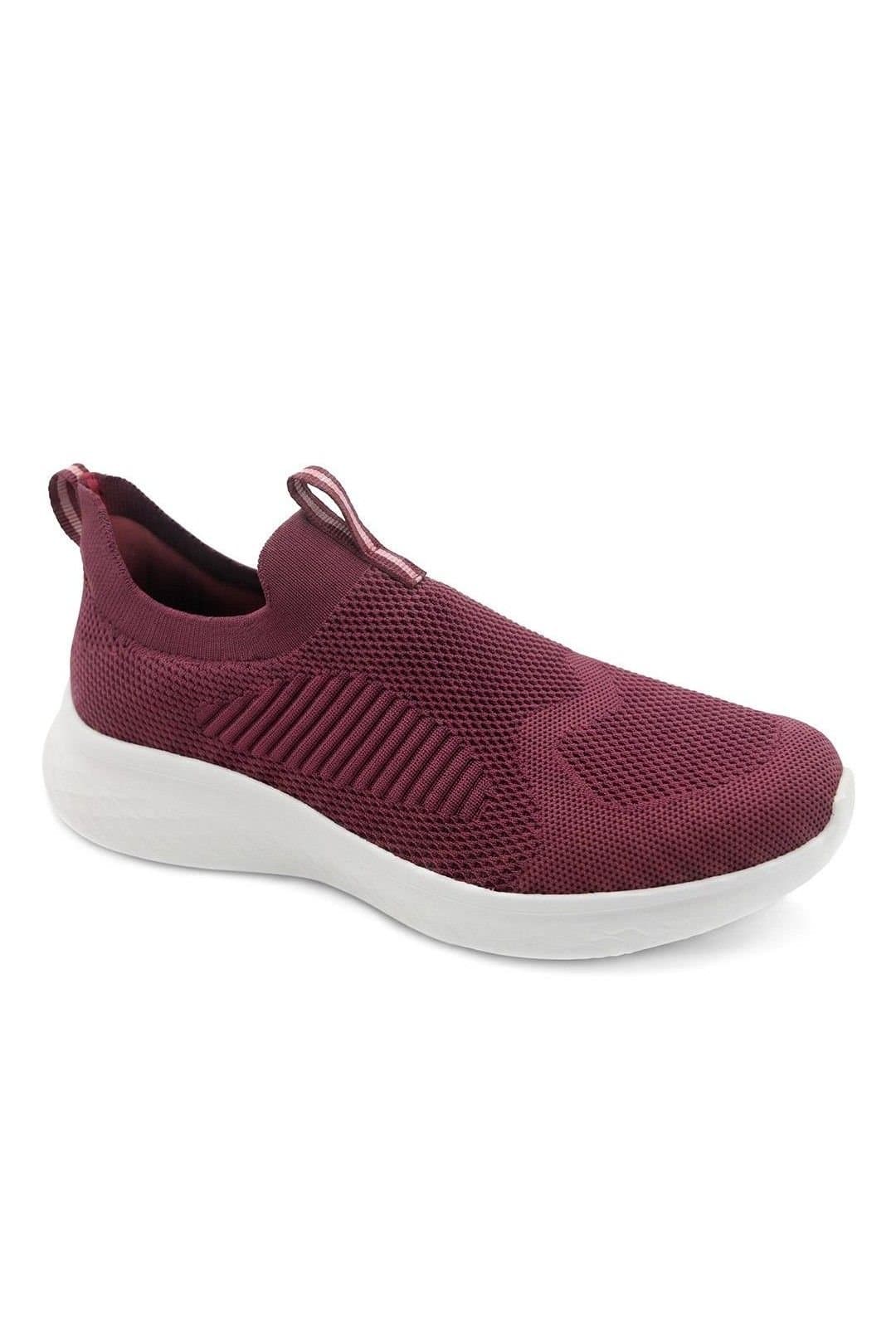 Pavers Pavers Women's Wide Fit Memory Foam Easy Step In Trainers in Burgundy