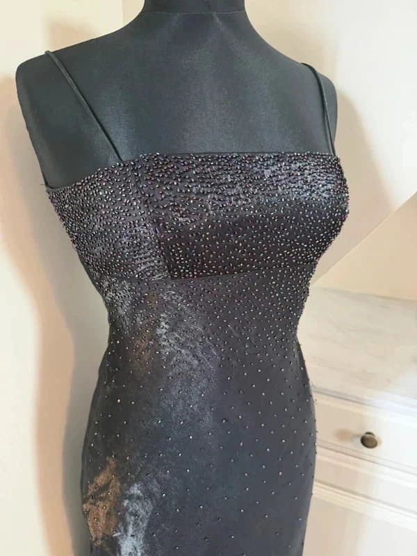 Morgan & Co. Morgan & Co Vintage y2k 90s 00s Black Crystal Embellished Evening Prom Dress Size 6/8