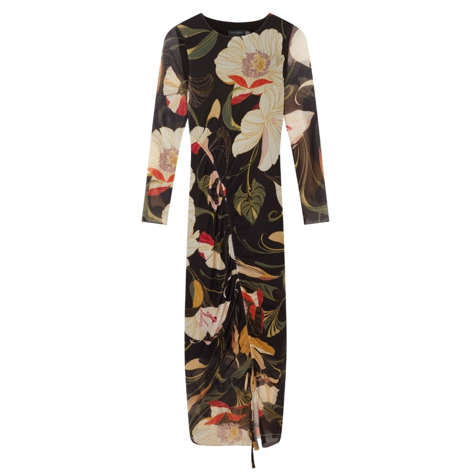 Ted Baker Ted Baker Women's Long Sleeve Round Neck Regular Fit Midi Dress in Black