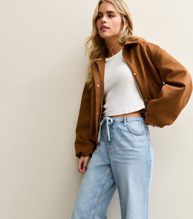 New Look Women's Petite Mid Blue Self Tie Drawcord Waist Wide Leg Jeans New Look - 3