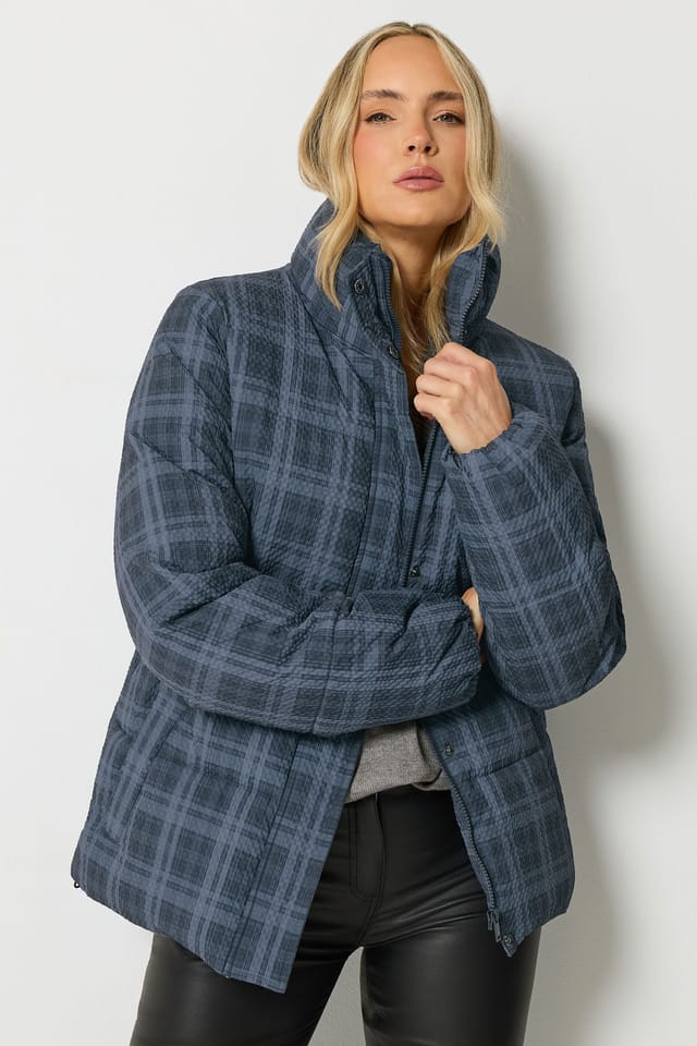 Long Tall Sally Long Tall Sally Women's Tall Crinkle Padded Coat in Blue - 3