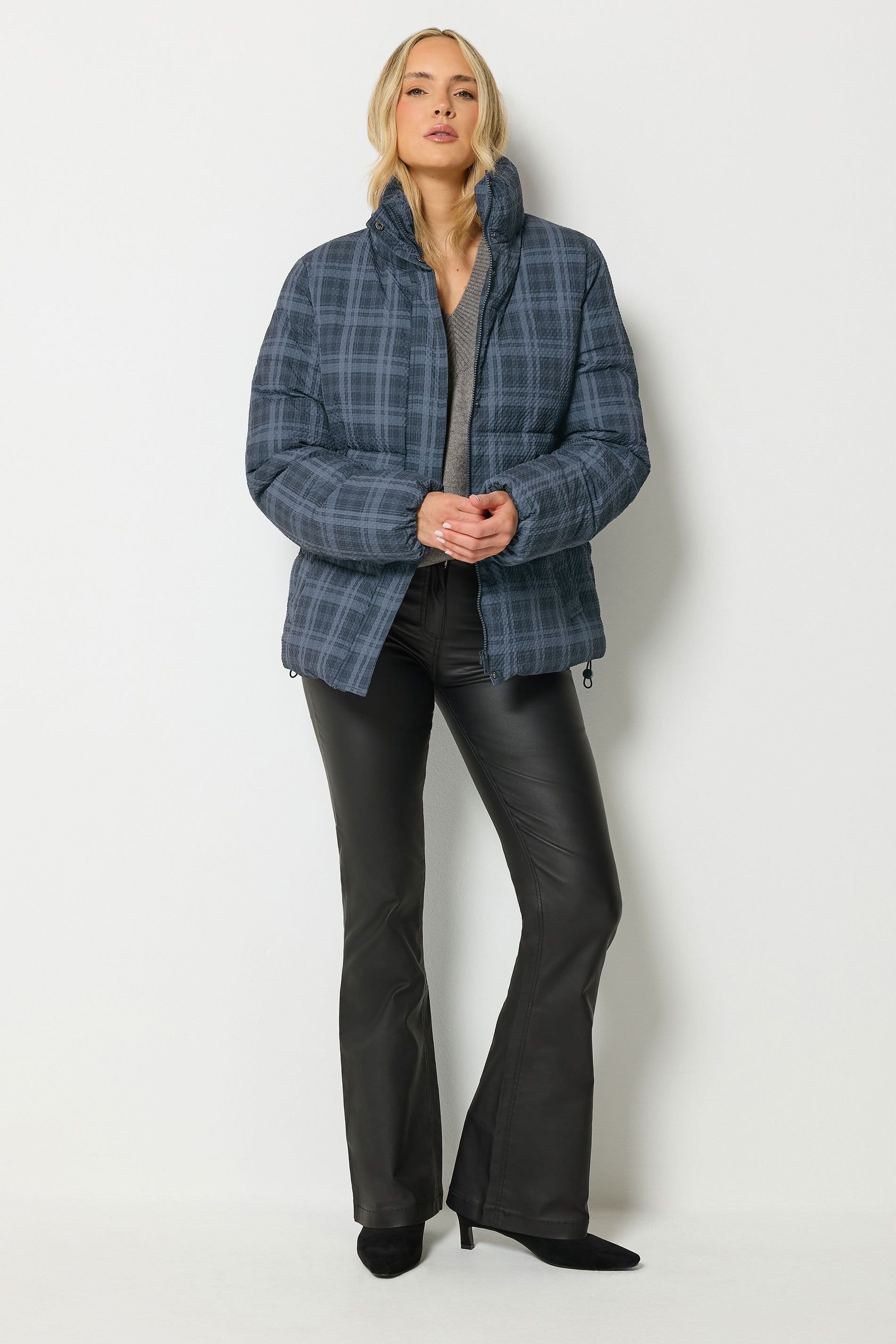 Long Tall Sally Long Tall Sally Women's Tall Crinkle Padded Coat in Blue - 4