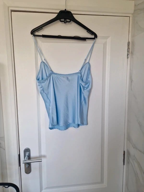 Bershka Light Blue Silk Cami Top