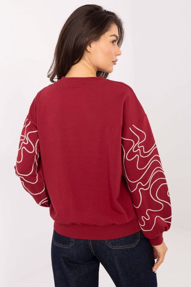 Love Lace Love Lace Women's Soft Cotton Elastane Embroidered Sweatshirt Style 218380 in Red - 3
