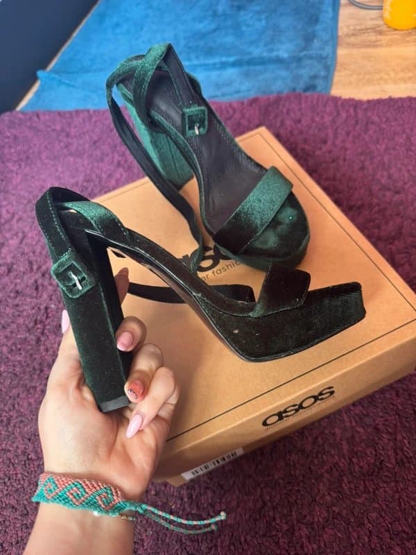 ASOS Green Velvet High Heels