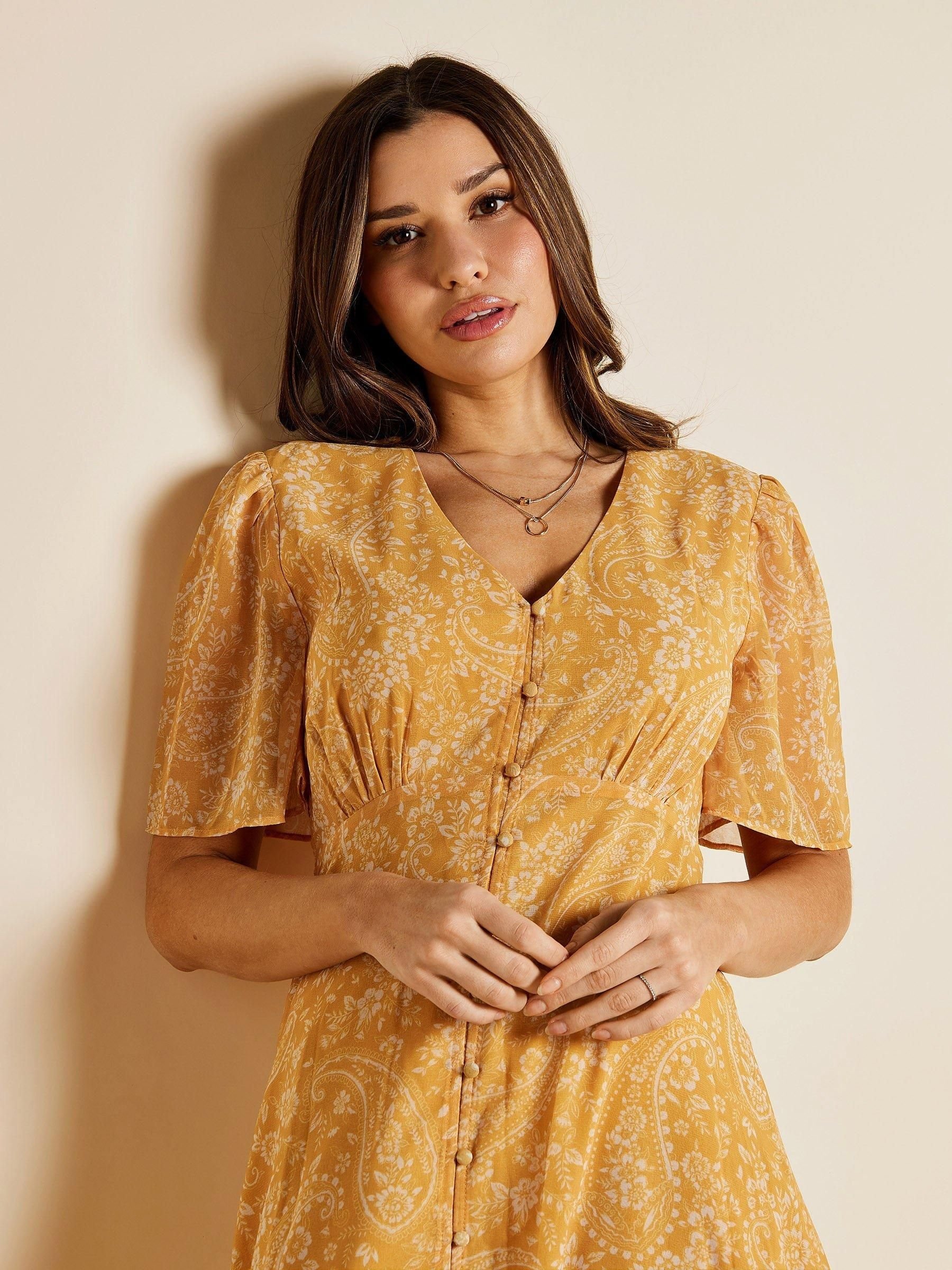 GWD by GEORGE W. DAVIES GWD by GEORGE W. DAVIES Women's GWD Alena Floral Print Midi Dress in Yellow - 2