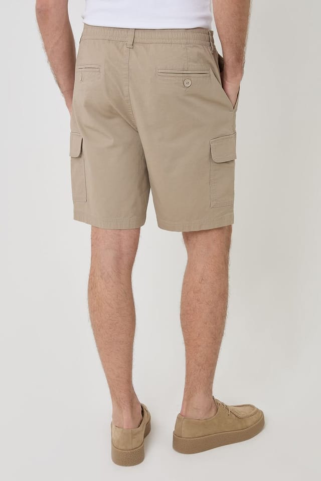 Threadbare threadbare Men's Regular Fit Textured Cargo Shorts in Stone - 2