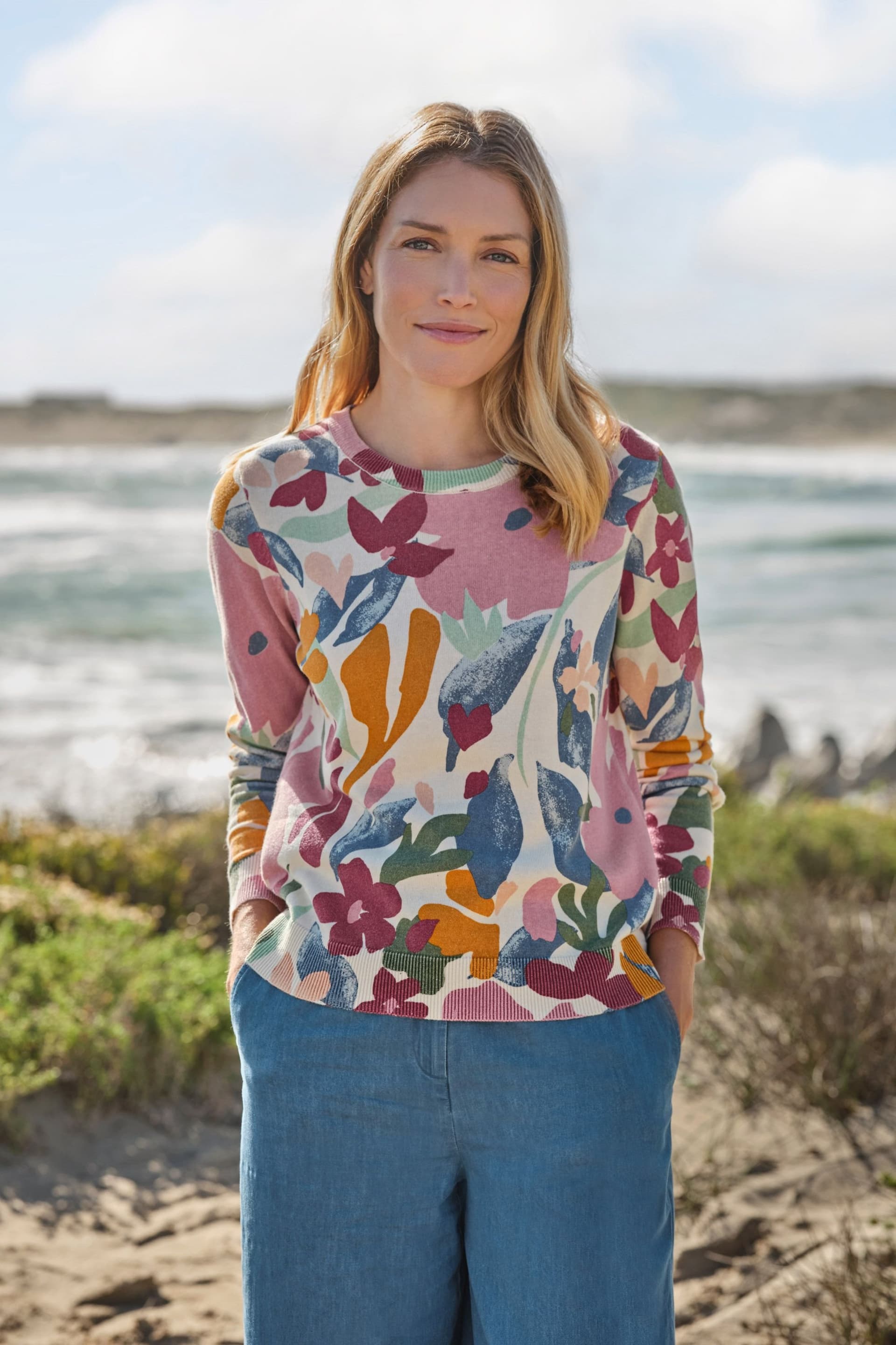 WoolOvers WoolOvers Women's Print Crew Neck Jumper