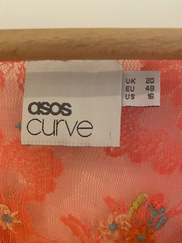 ASOS ASOS Curve Pink Embroidered Mesh Knee‑Length Dress – Size 20