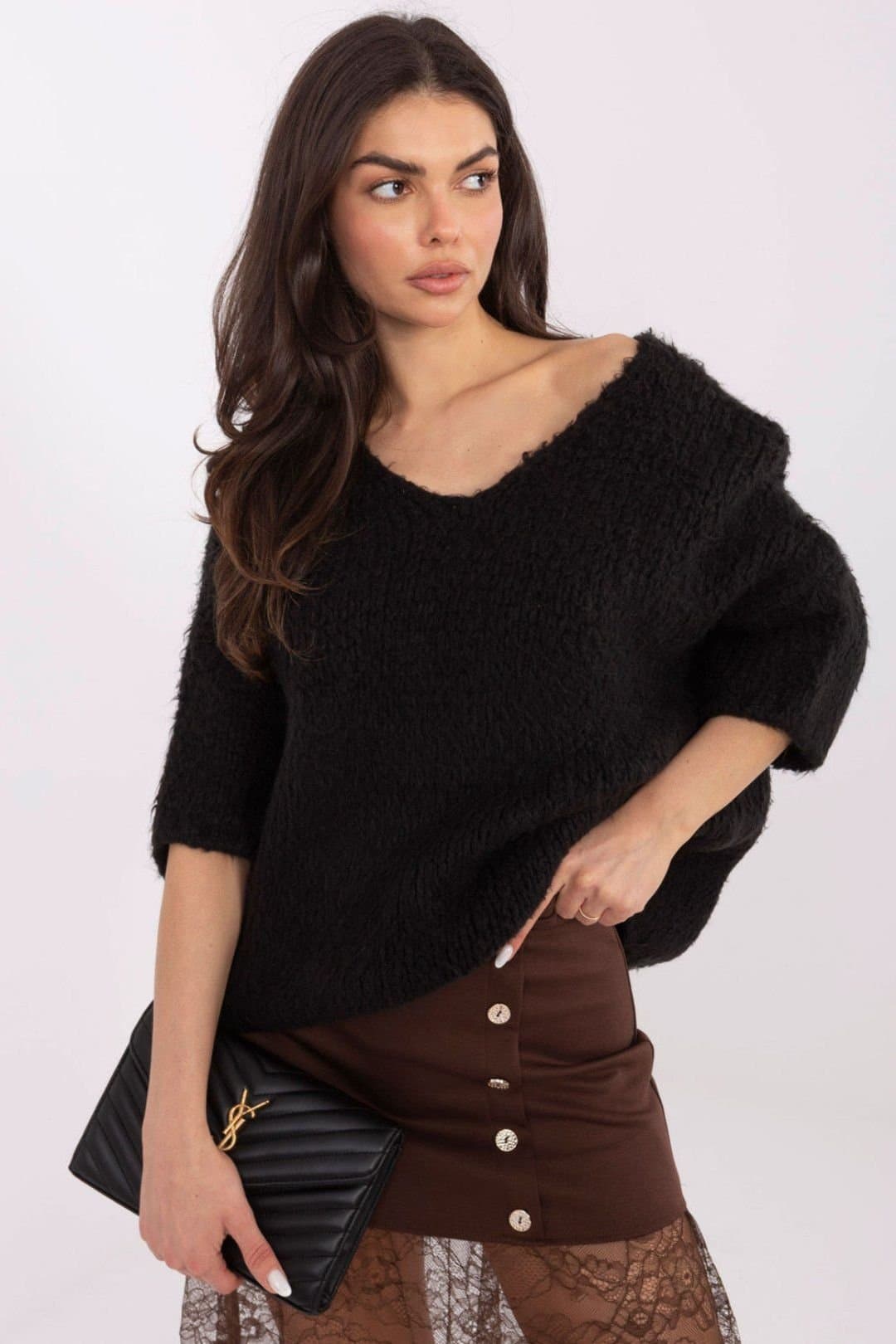 Love Lace Love Lace Black Boucle Knit Sweater