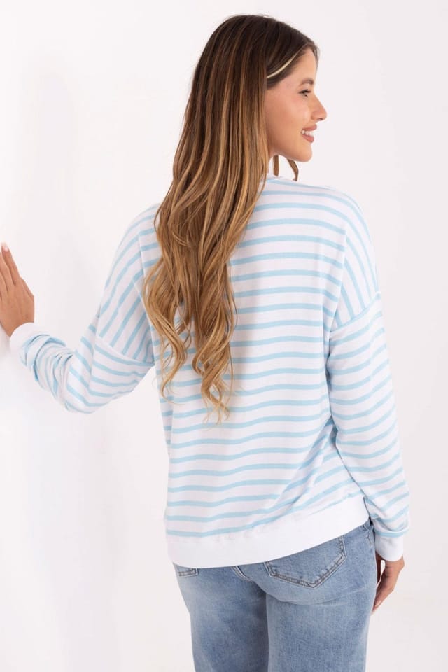 Love Lace Love Lace Women's Oversized Striped Micro Modal Blouse in Blue - 3