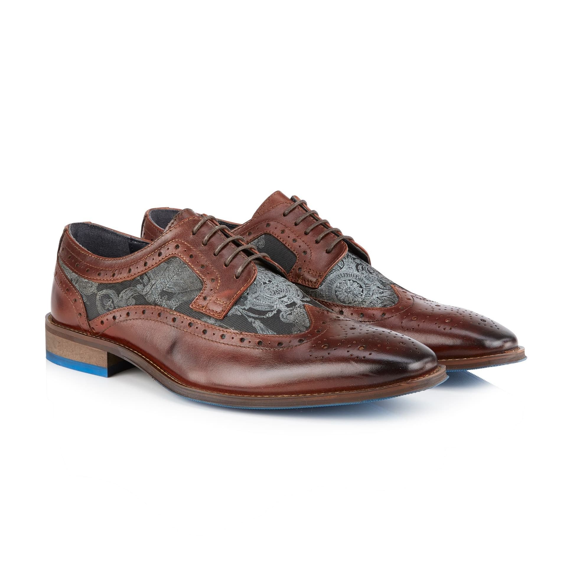 Amen Shoes Amen Shoes Men's Ennis Leather Designer Brocade Shoes in Brown