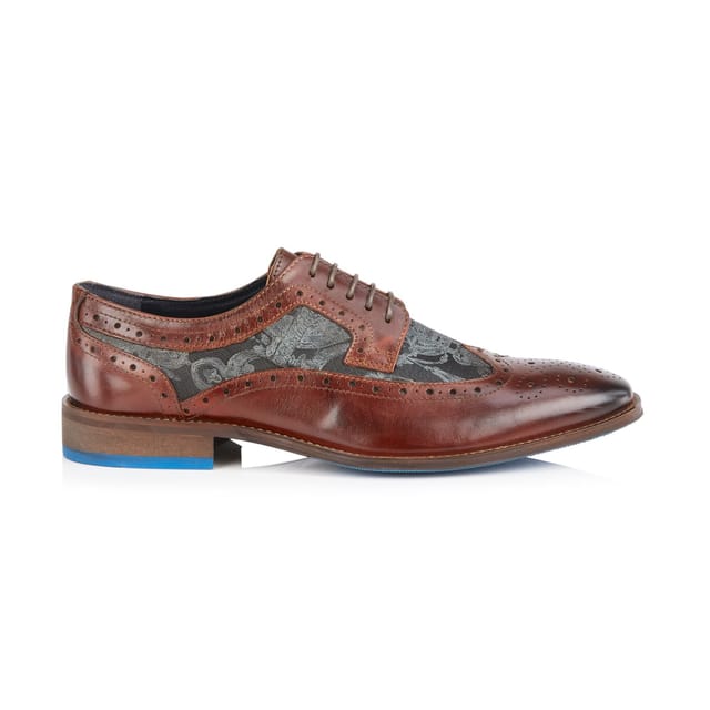 Amen Shoes Amen Shoes Men's Ennis Leather Designer Brocade Shoes in Brown - 2