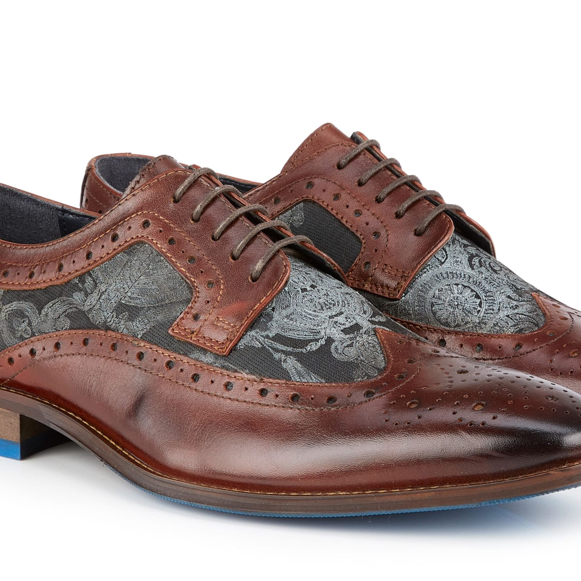 Amen Shoes Amen Shoes Men's Ennis Leather Designer Brocade Shoes in Brown - 4