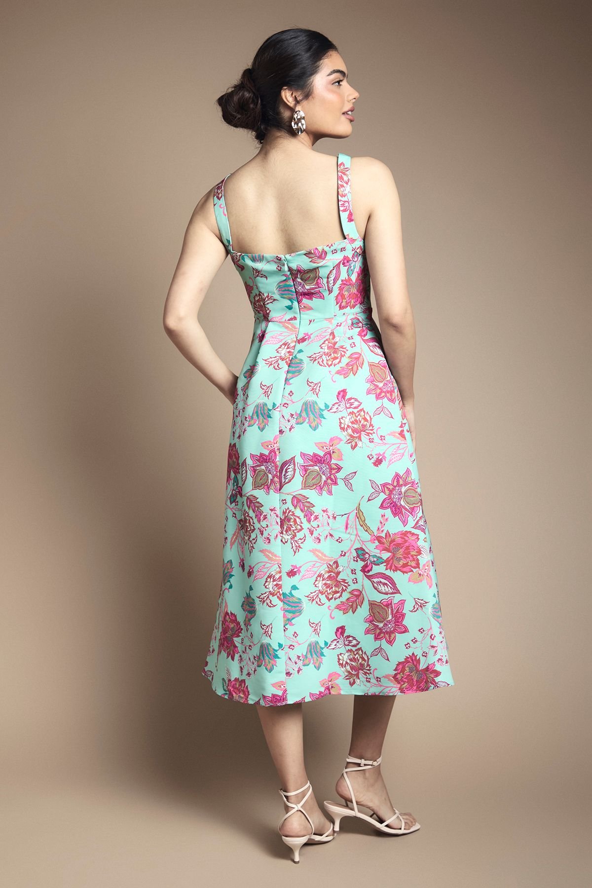 Oasis Oasis Women's Strappy Midi Prom Dress in Floral - 3