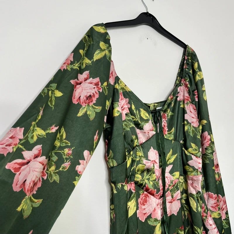 ASOS Maternity Green and Pink Floral Satin Jumpsuit