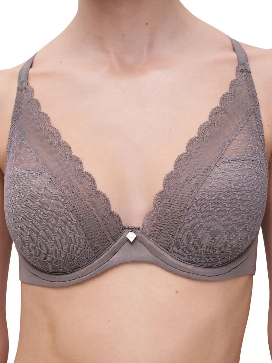 Chantelle Chantelle Women's Norah Chic Plunge T-Shirt Bra in Grey - 4