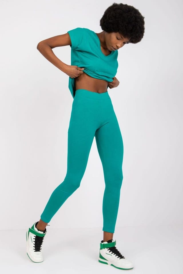 Love Lace Love Lace Women's Smooth Leggings Elastic Waistband in Green - 2