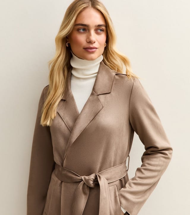 New Look Women's Mink Faux Suede Belted Duster Coat New Look - 2