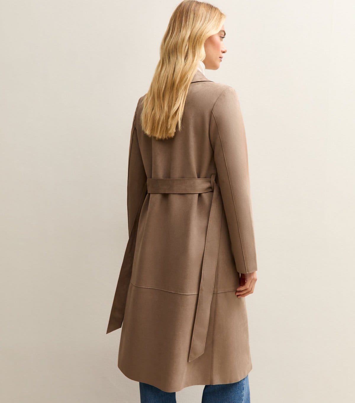 New Look Women's Mink Faux Suede Belted Duster Coat New Look - 4