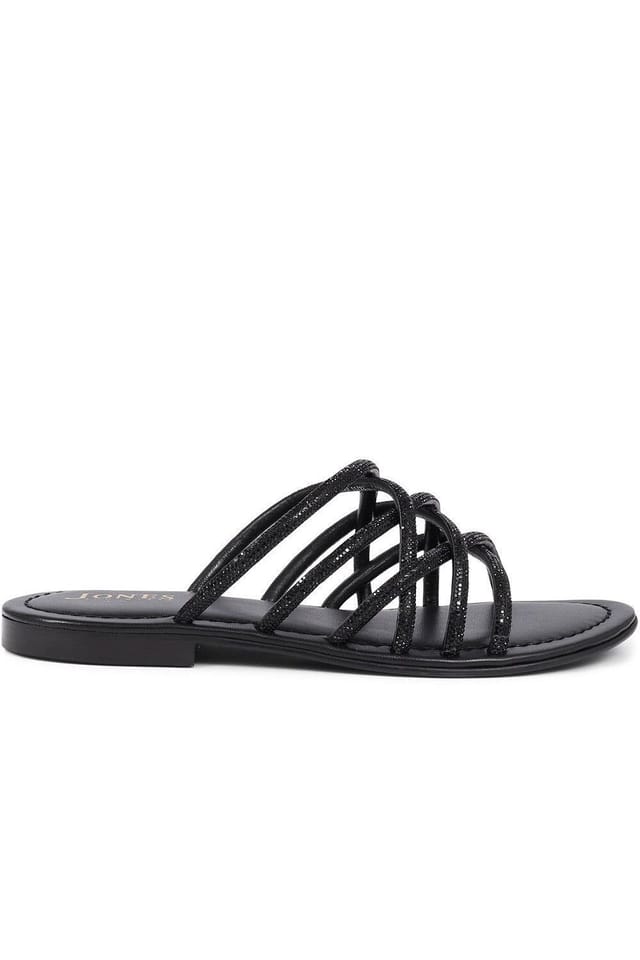 Jones Bootmaker Jones Bootmaker Women's Hira Jewelled Leather Sandals in Black - 2